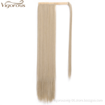 Vigorous 24-613# Color Clip in Ponytail Extension Wrap Around Long Straight Hair Extension 22 inch Synthetic Hairpiece